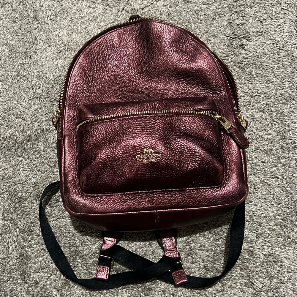 Cranberry Metallic Coach book bag purse